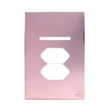 Placa p/ 1 Interruptor + tomada dupla 4x2 - Novara Glass Ouro Rose 